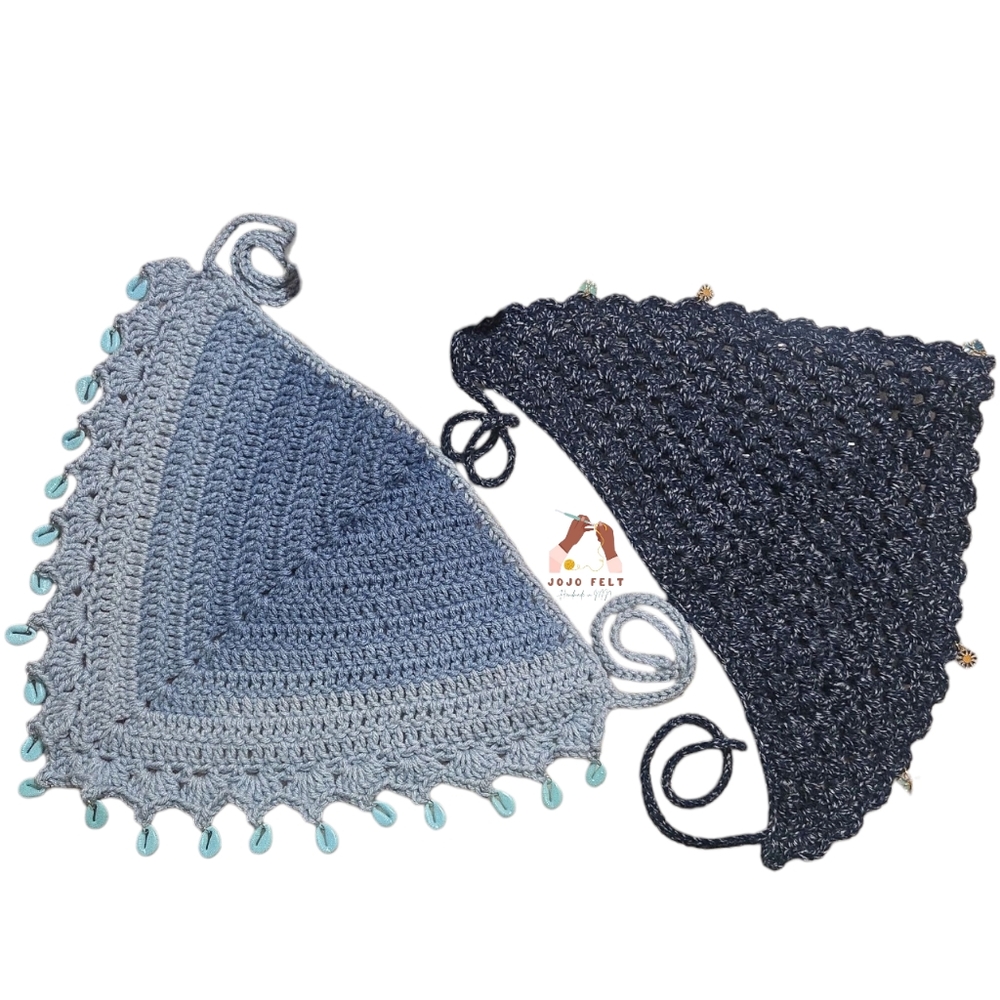 True Blue Scallop/Picot/Shells Edge & Jean Blue Shell Edge Bandana Bundle